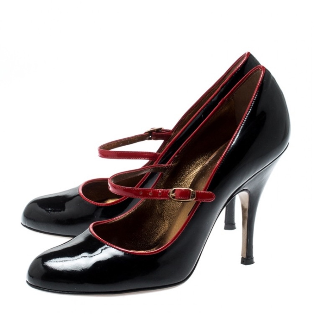 Dolce and Gabbana Black Patent Leather Mary Jane Pumps Size 37